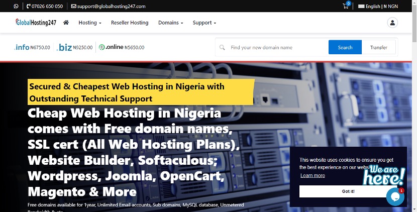 GlobalHosting247 web hosting in nigeria